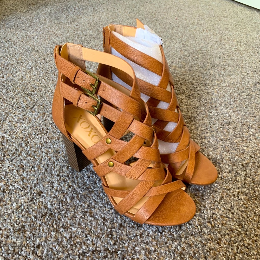 Faux Leather Strappy Heels